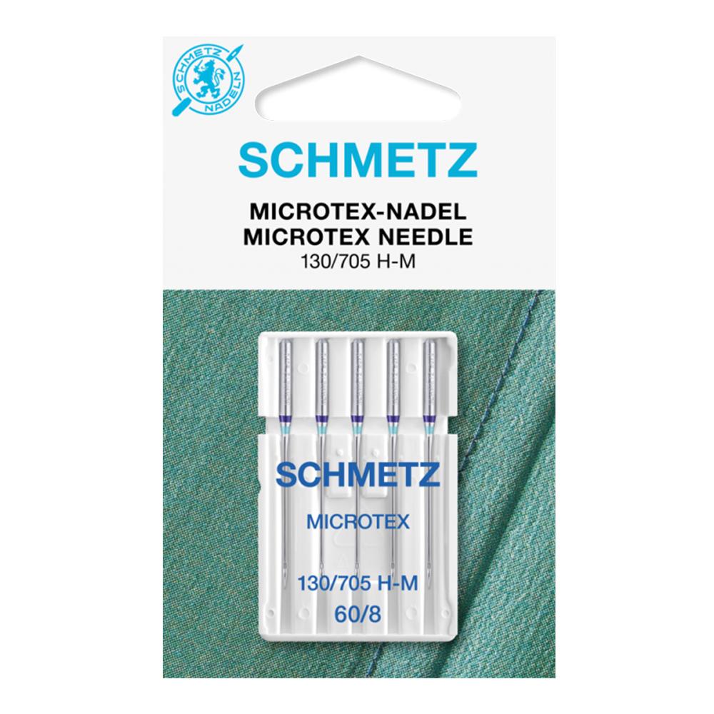 Aguja Schmetz Microtex para máquina de coser, 130-705 H-M 60, paquete con 5 pzas