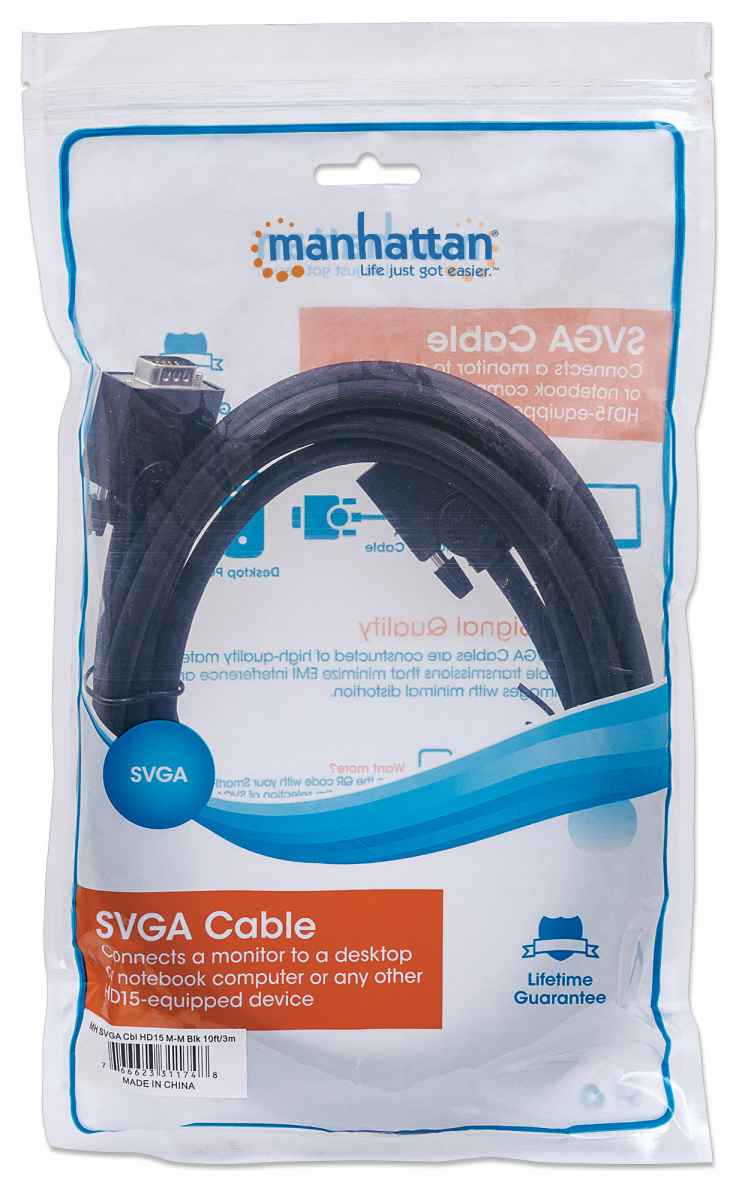 Cable para monitor SVGA, HD15 macho a HD15 macho, 3m / 311748