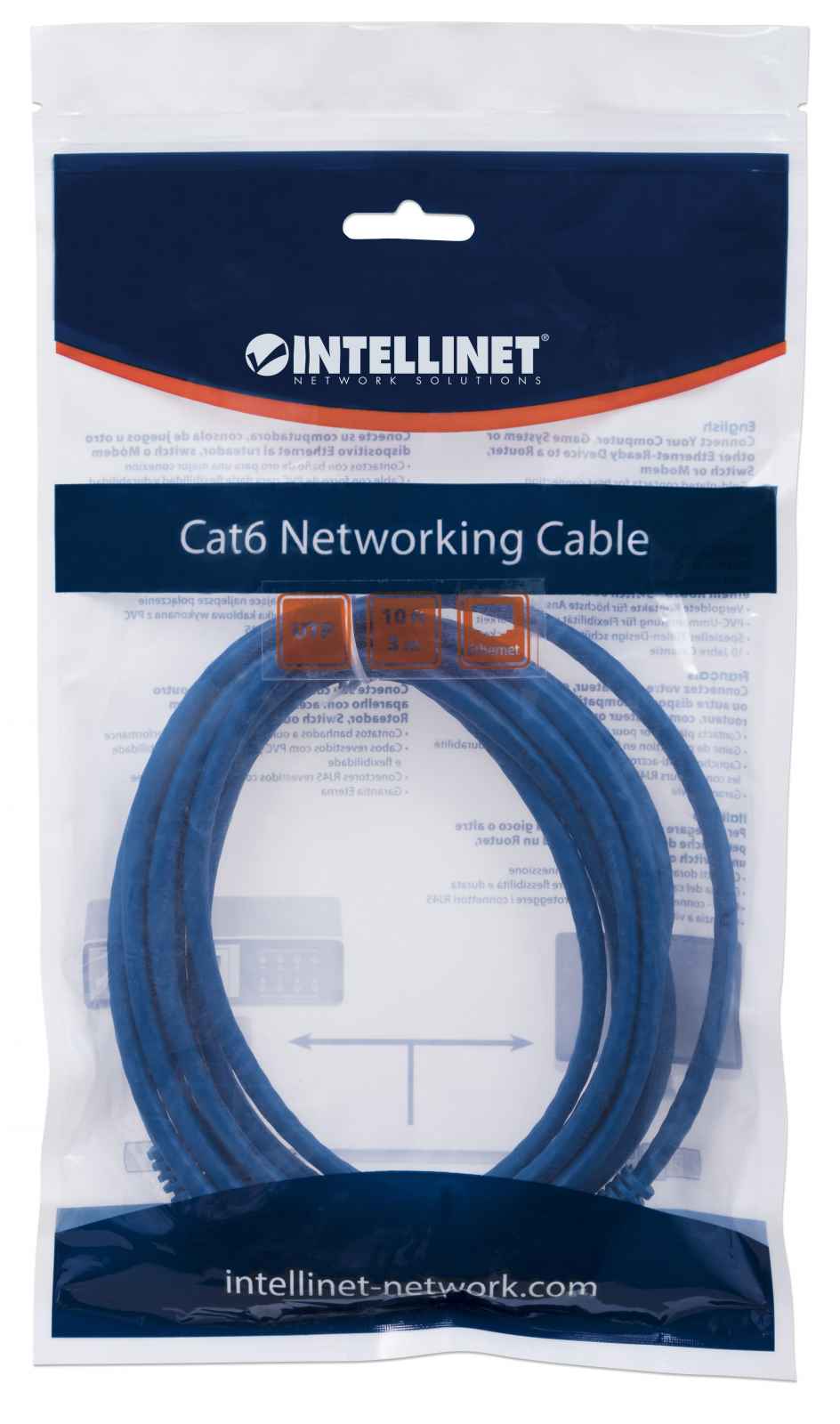 Cable de red, Cat6, UTP / RJ45 Macho, 7 ft, 3m, Azul, 342605
