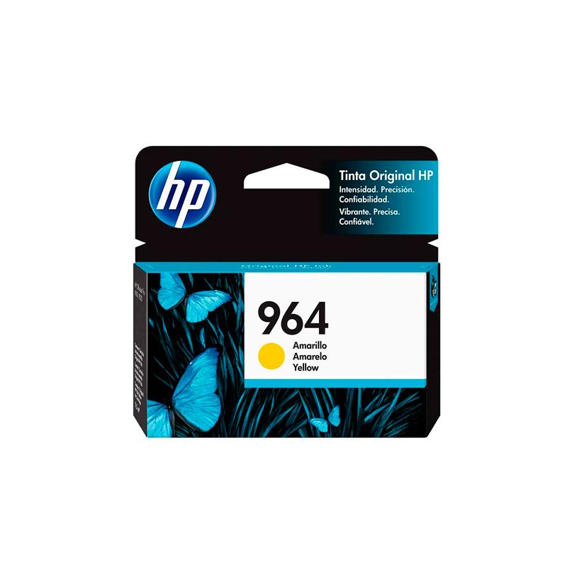 HP Tinta # 964, color Amarillo, rendimiento aproximado 700 páginas, Compatible con Multifuncional Officejet pro 9010, 9016, 9020, 9018 / 3JA52AL
