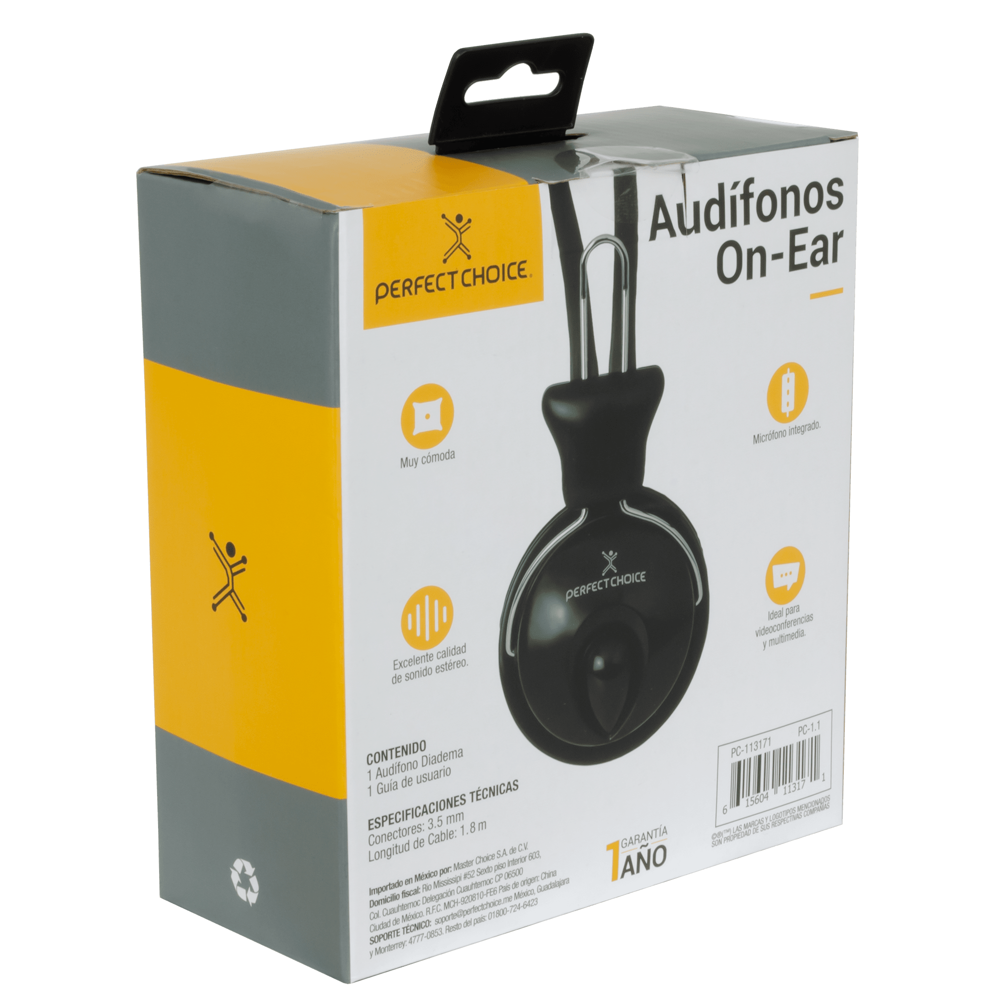 Audífonos Diadema ON-EAR 1 conector 3.5mm TRRS, Perfect Choice, PC-113171