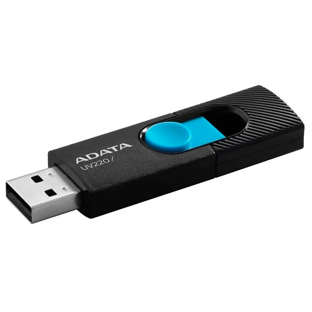 Memoria USB Retráctil Adata UV220, 64GB, USB 2.0, Negro/Azul, AUV220-64G-RBKBL
