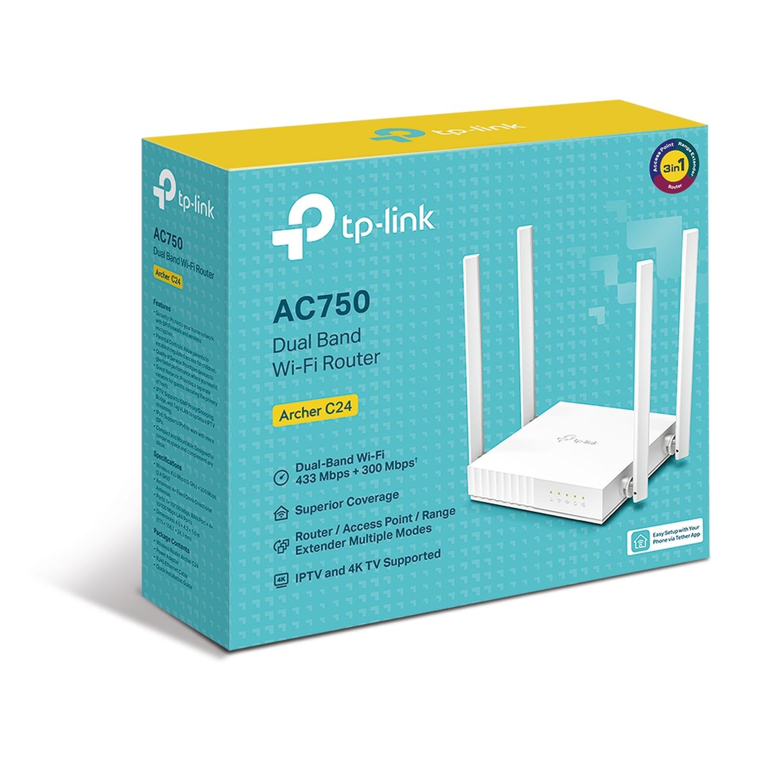 Router Wi-Fi TP-Link de doble banda AC750, Archer C24