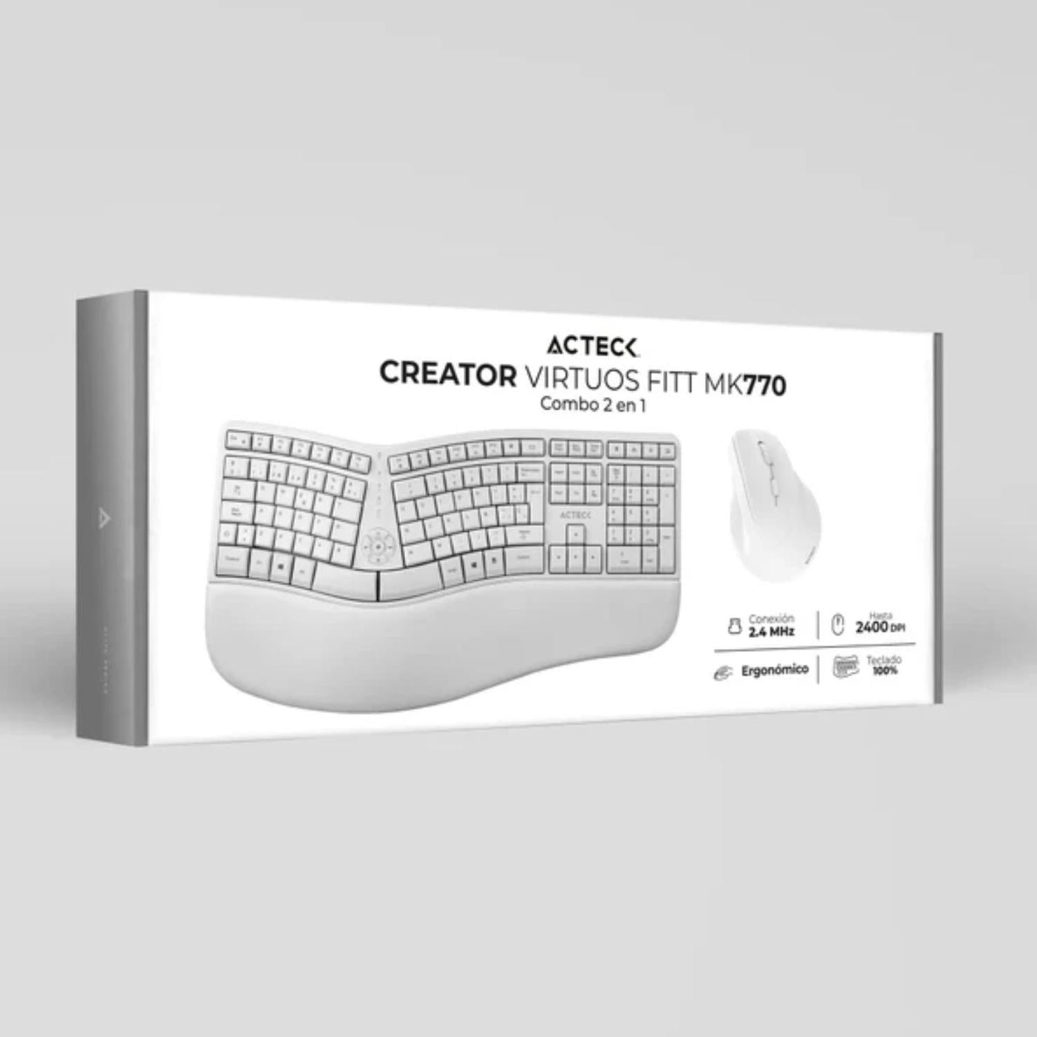 Kit Acteck Teclado Mouse Inalámbricos Creator Virtuos Blanco