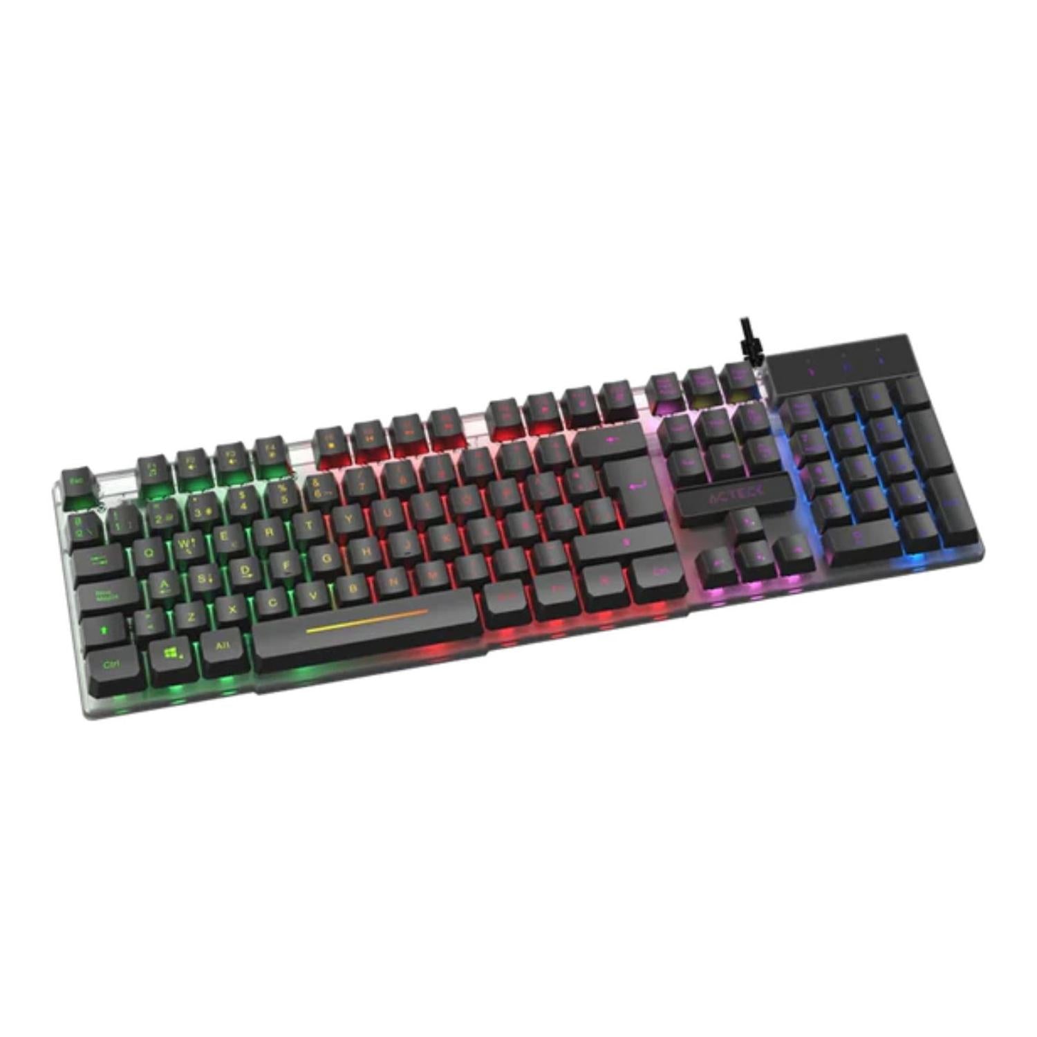 Teclado Acteck Iluminado Led Aurean II Alámbrico, Negro