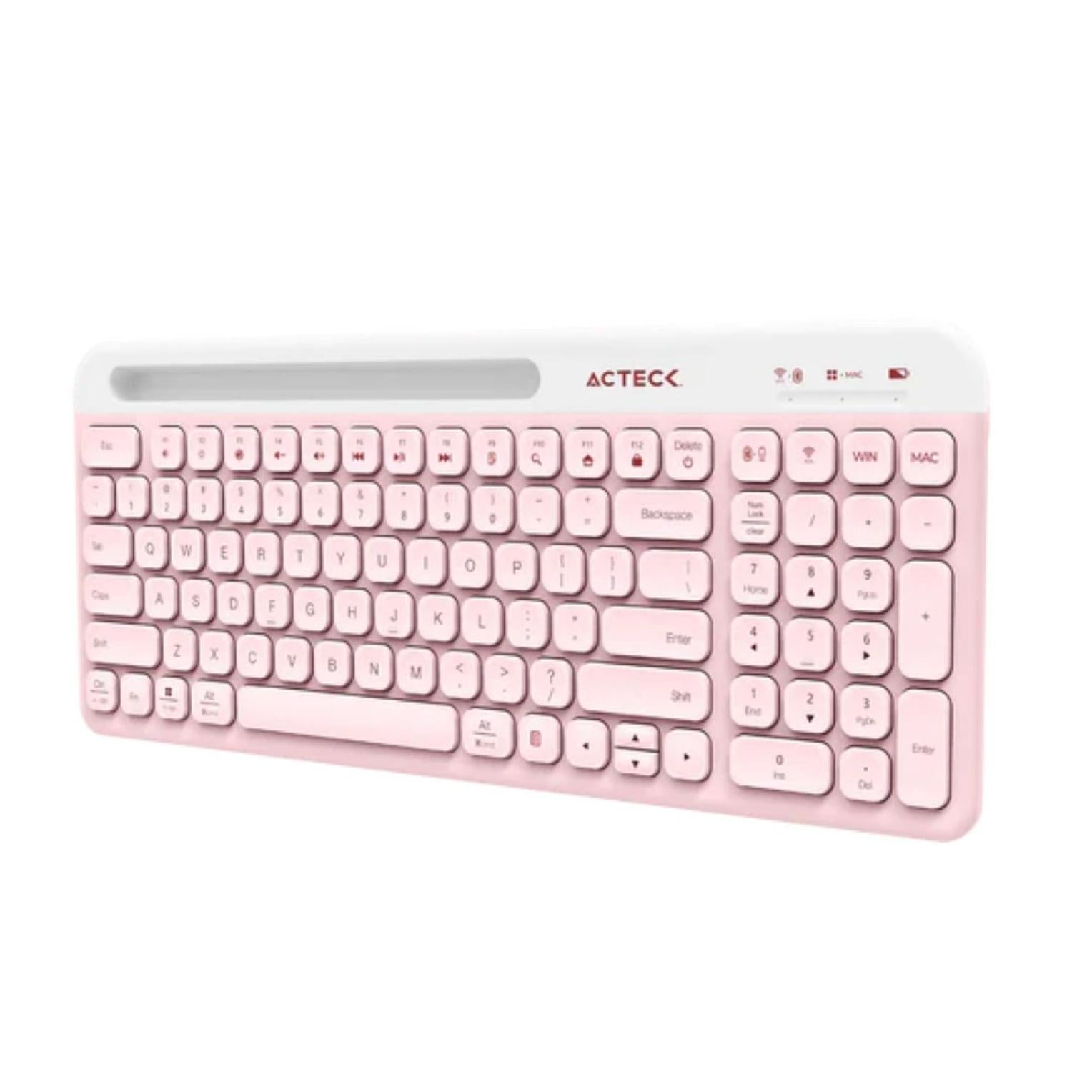 Kit Acteck de Teclado y Mouse Inalámbrico Ligero Color Rosa