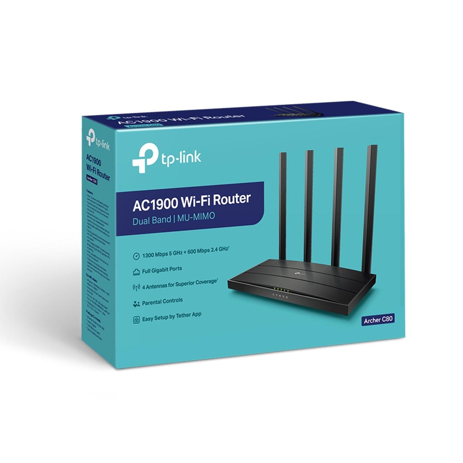 Router Inalámbrico TP-Link MU-MIMO AC1900, Archer C80