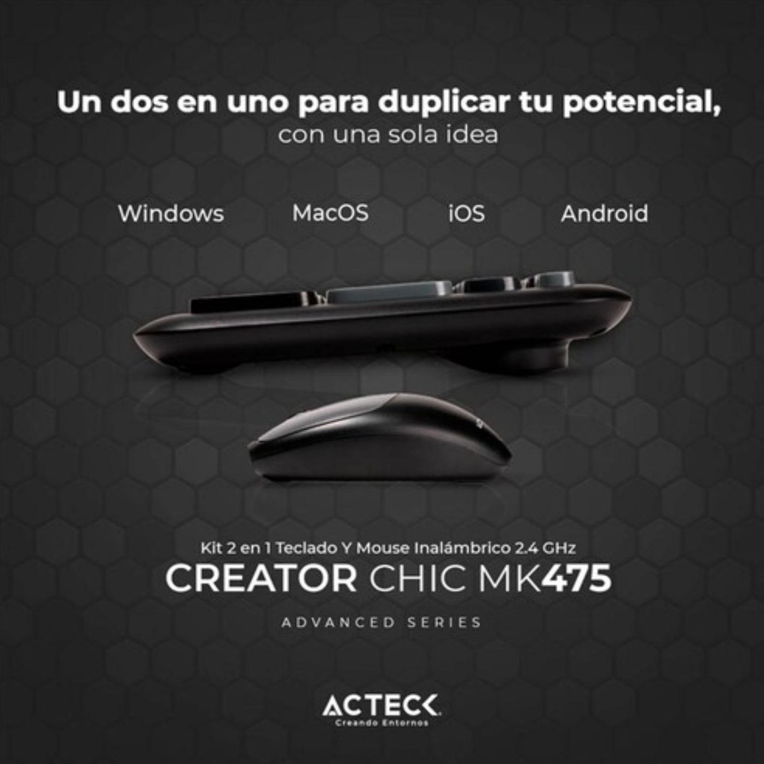 Kit Acteck Inalámbrico Teclado y Mouse Incluye Baterías Gris