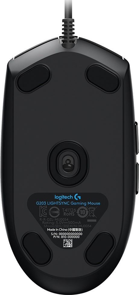 Mouse Gamer Logitech Óptico G203 LightSync, Alámbrico, USB, 8000DPI, Negro