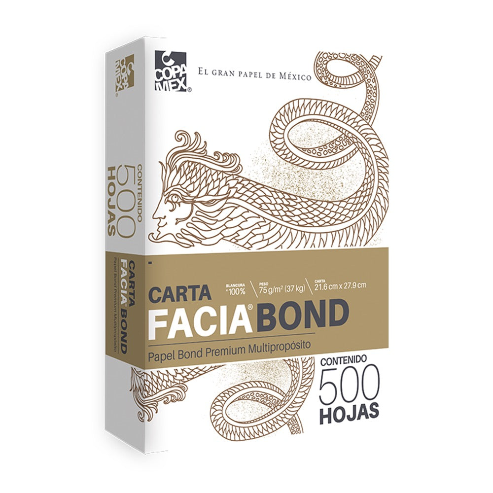 Papel Facia Bond 75g/m², Caja con 5000 Hojas de Tamaño Carta, Blanco