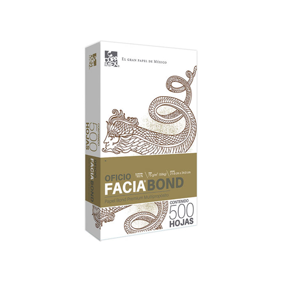 Papel Facia Bond 75g/m², Caja con 5000 Hojas de Tamaño Oficio, Blanco