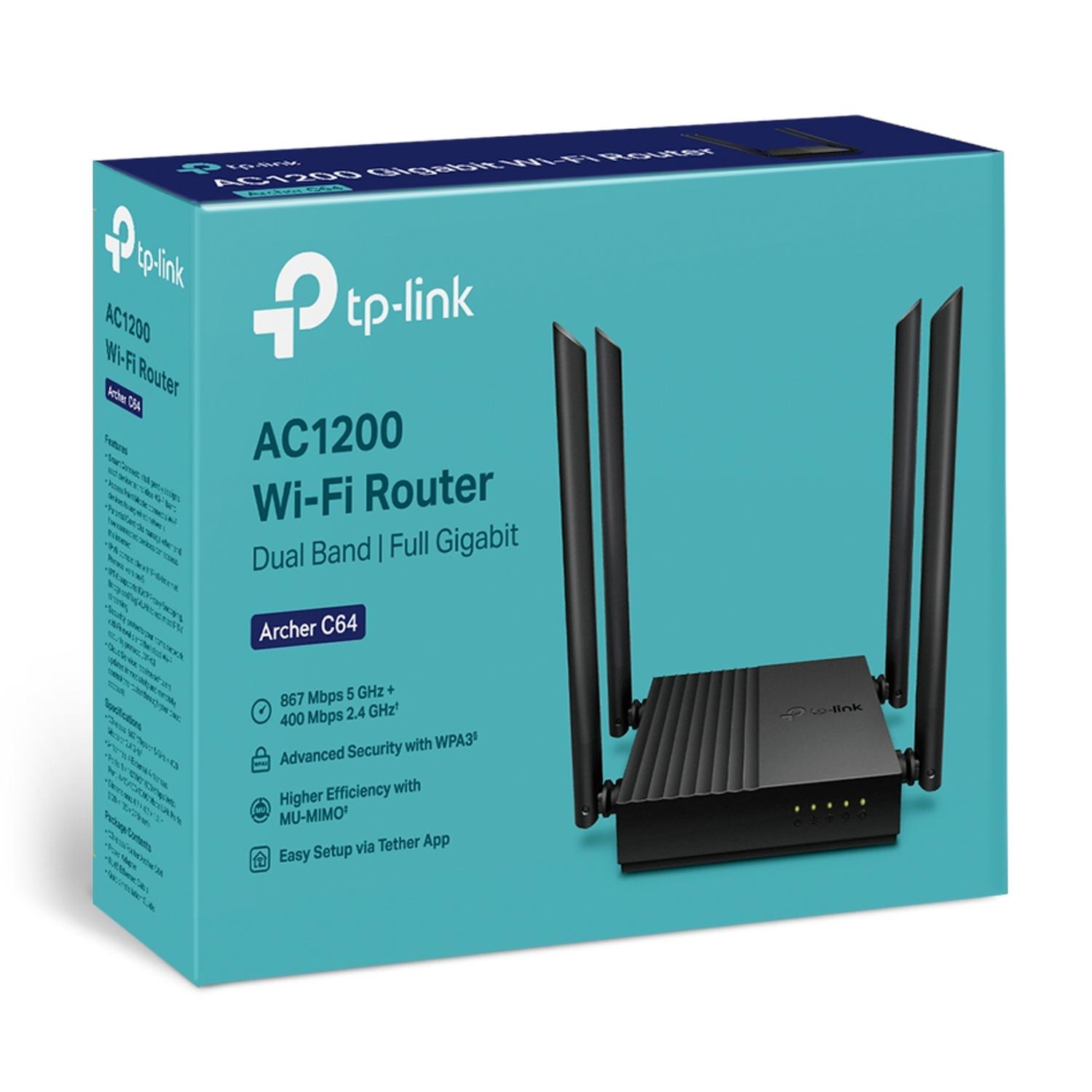 Router Inalámbrico TP-Link MU-MIMO WiFi AC1200, Archer C64