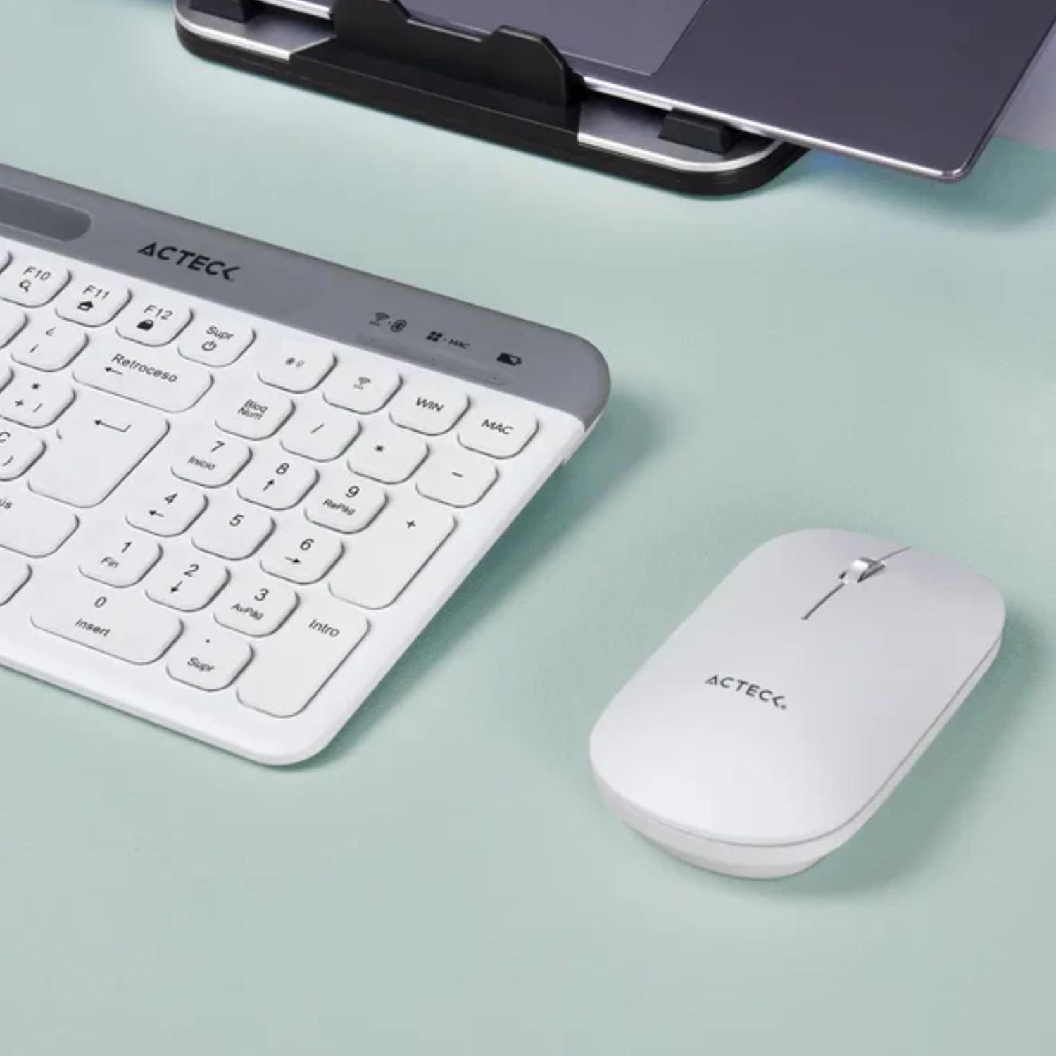 Kit Acteck de Teclado y Mouse Inalámbricos Ligeros, Blanco