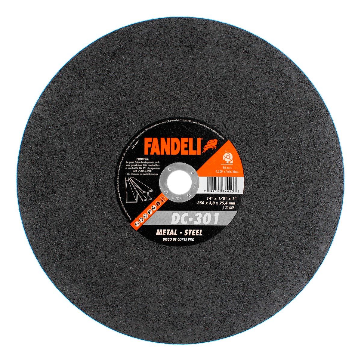 Disco para corte estacionario de metal FANDELI 14" DCD-301 / FADCORT72949