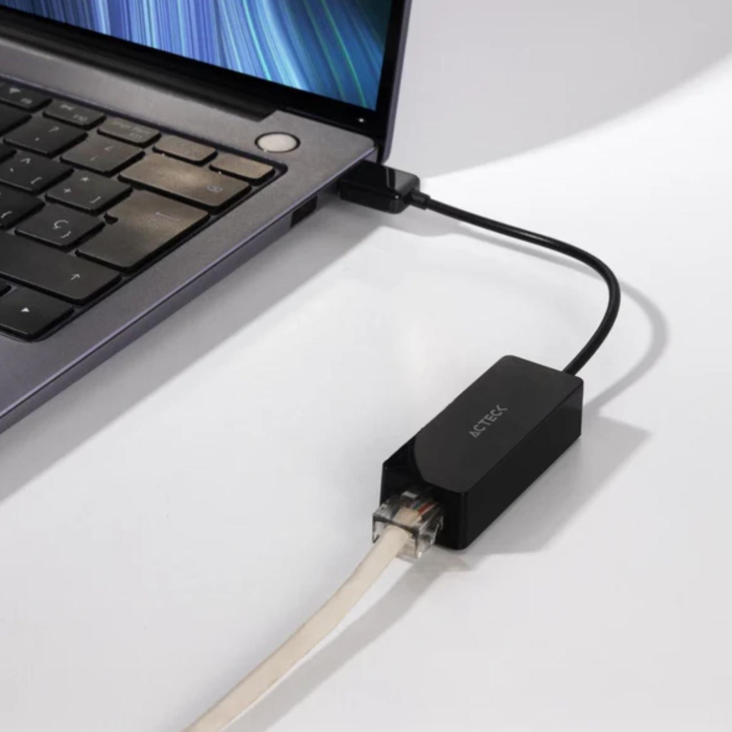 Adaptador Acteck USB-A a Ethernet Shift Plus, Color Negro