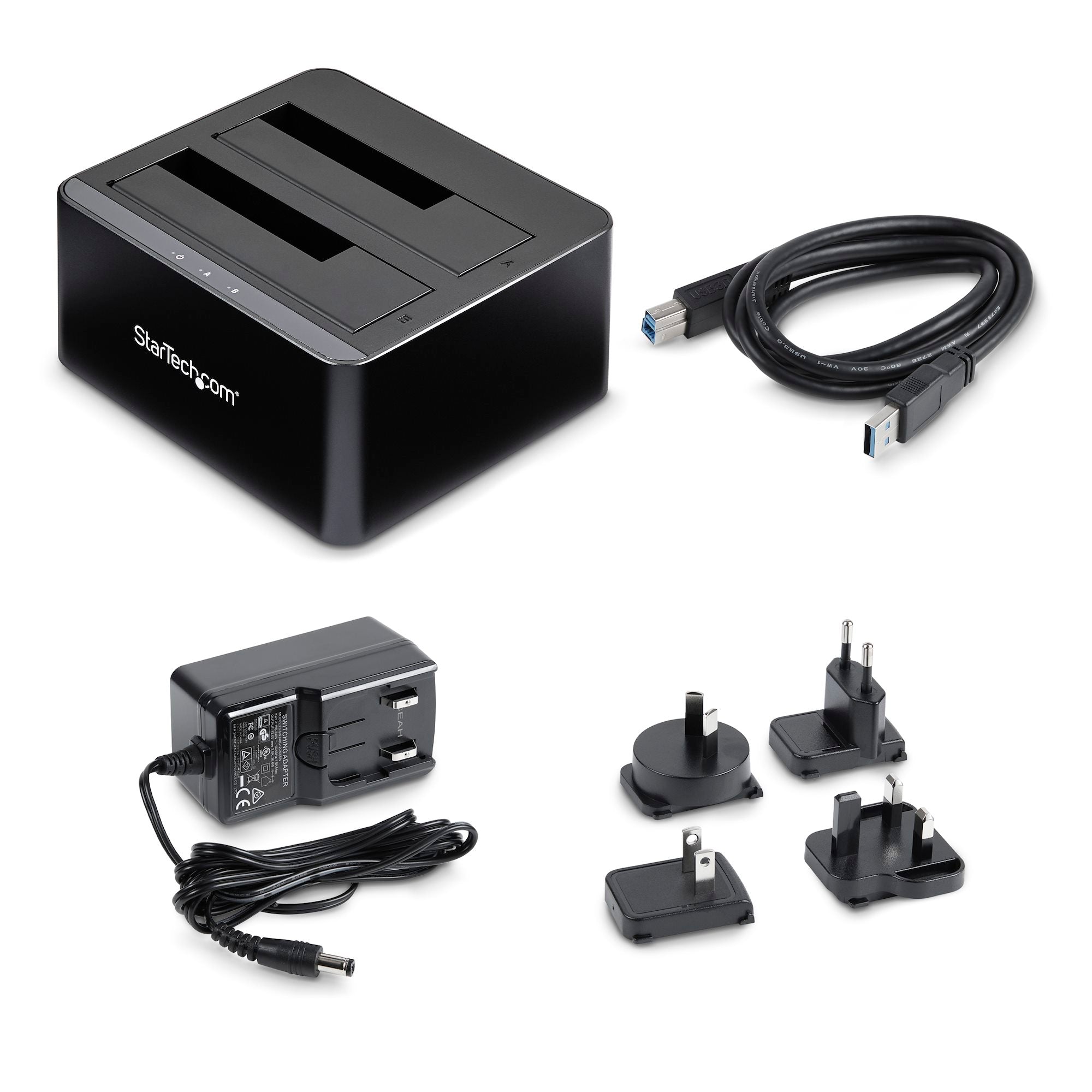 Adaptador USB-C Docking Station STARTECH USB 3.0 de 2 Bahías SATA, Base de Acoplamiento USB de Disco Duro Externo SATA I/II/III de 2.5/3.5"