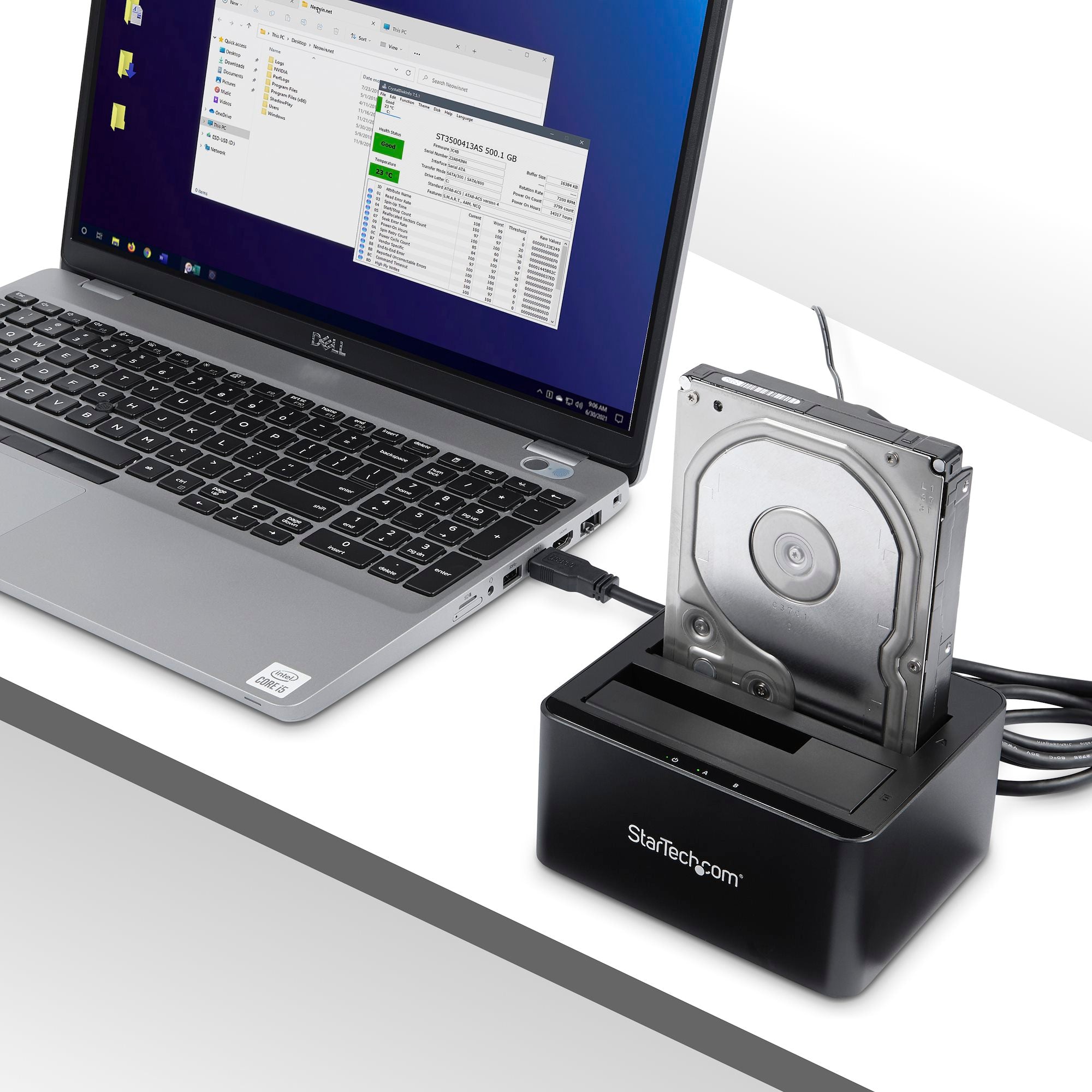 Adaptador USB-C Docking Station STARTECH USB 3.0 de 2 Bahías SATA, Base de Acoplamiento USB de Disco Duro Externo SATA I/II/III de 2.5/3.5"