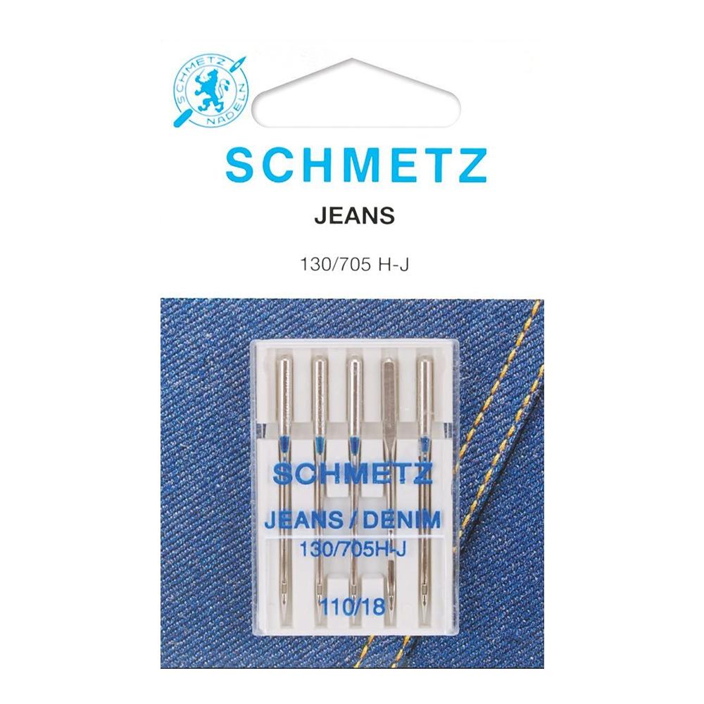 Aguja Schmetz Jeans para máquina de coser, 130-705 H-J 110, paquete con 5 pzas