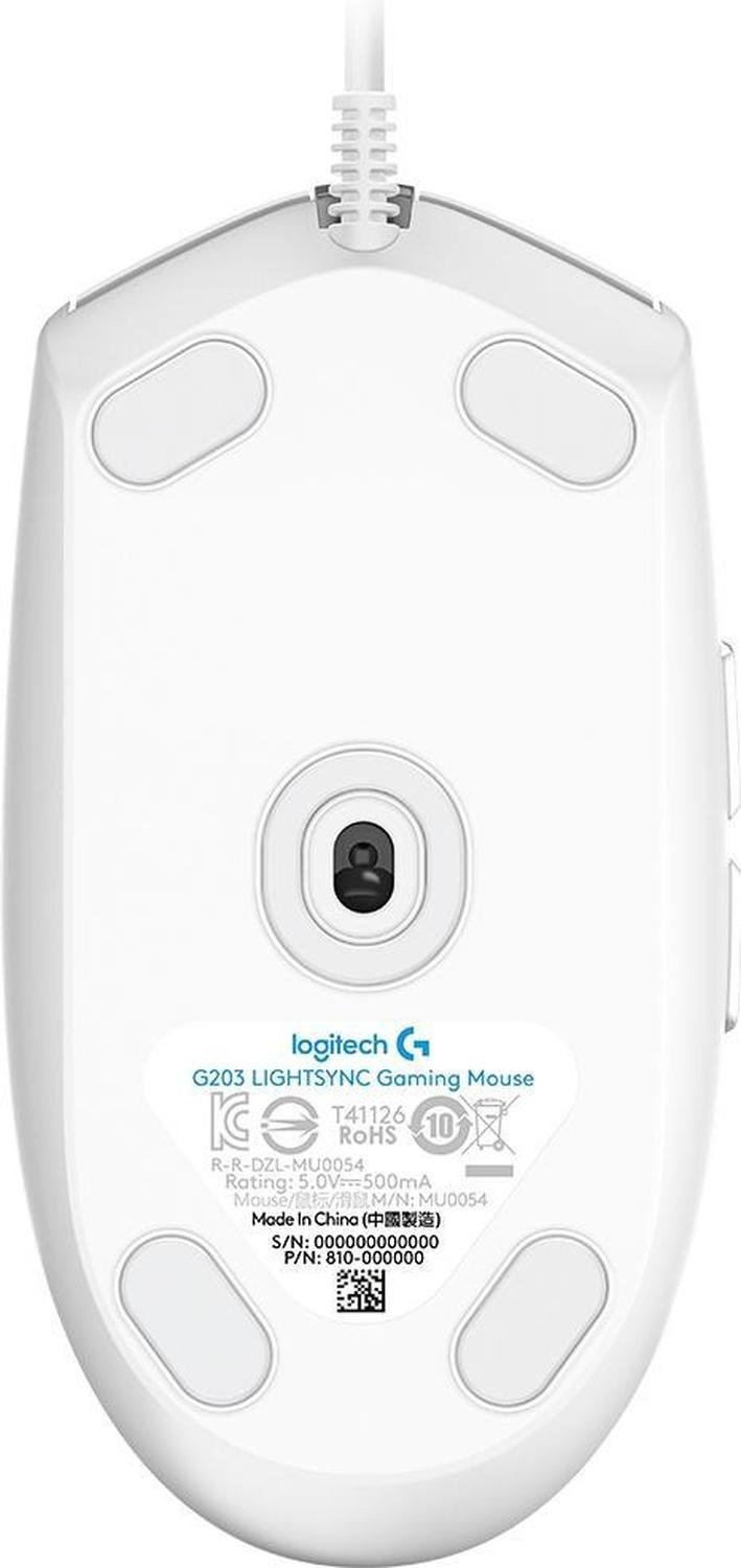 Mouse Gamer Logitech Óptico G203 LightSync, Alámbrico, USB, 8000DPI, Blanco