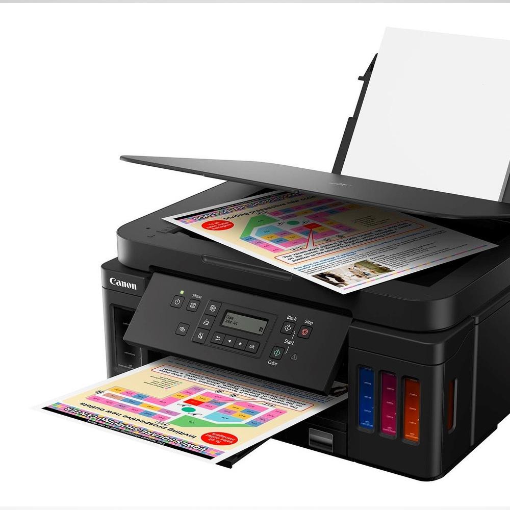 Impresora G6010, Multifuncional de Inyección de Tinta, Impresora, copiadora, escaner y fax, Bandeja 350h, 4800 x 1200 dpi, incluye Botella de Tinta GI-10 BK, GI-10 C, GI-10 M, GI-10 Y