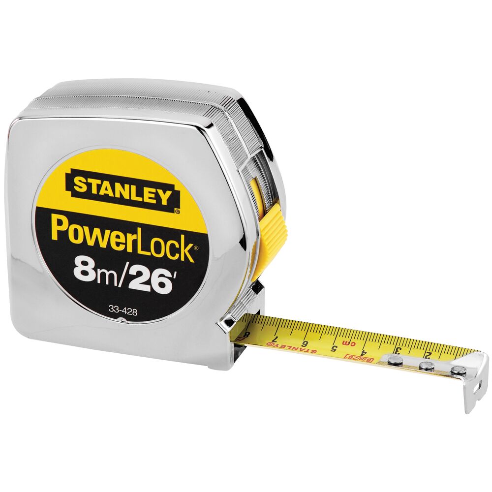 Flexómetro PowerLock de 8 m 26'' con botón de tranca