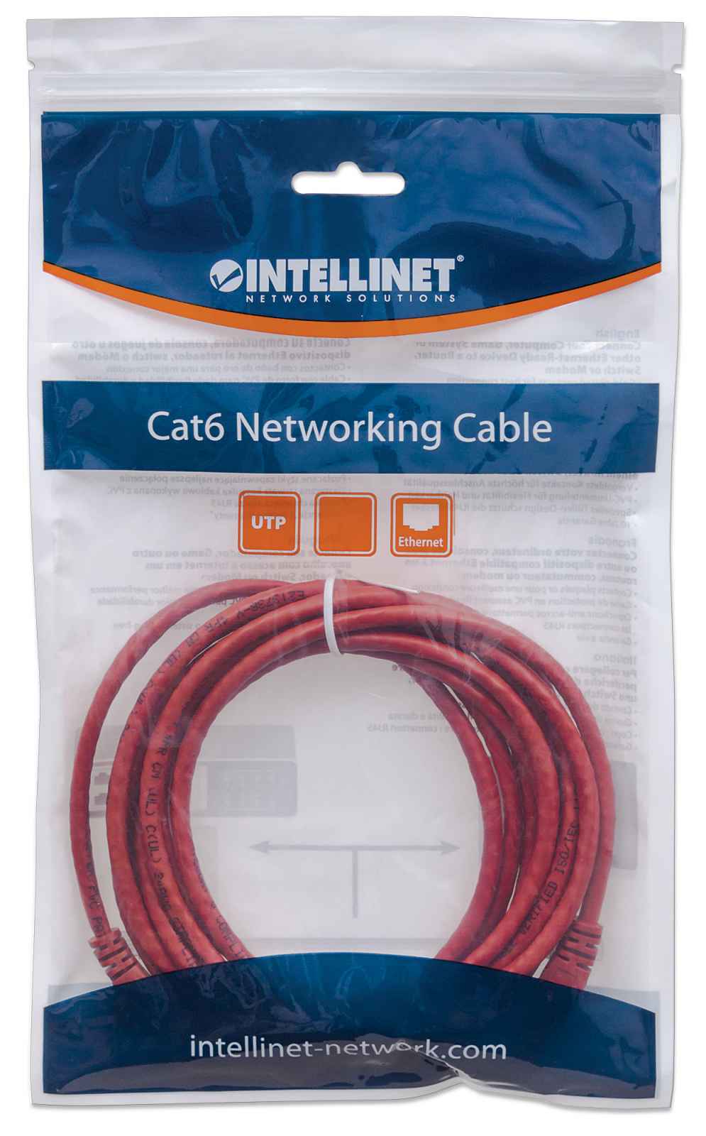 Cable de red, Cat6, UTP / RJ45 Macho, 2m, Rojo, 342612
