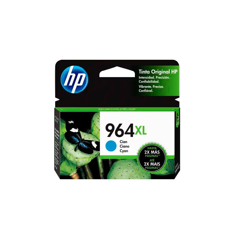 HP Tinta # 964 XL, color Cyan, Alto rendimiento, Compatible con Multifuncional Officejet pro 9010, 9016, 9020, 9018 / 3JA54AL