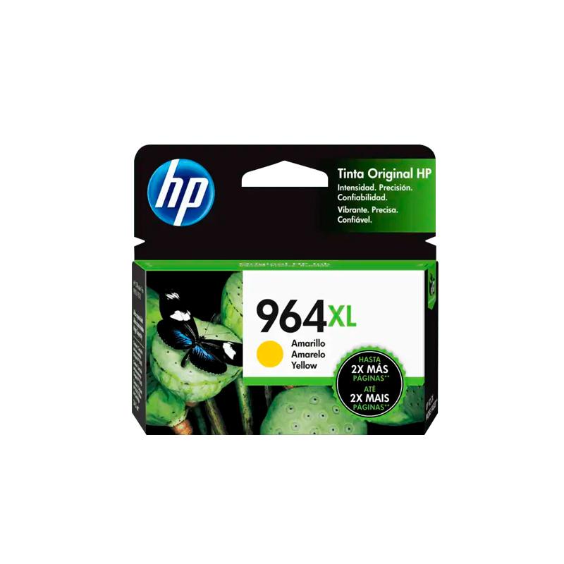 HP Tinta # 964 XL, color Amarillo, Alto rendimiento, Compatible con Multifuncional Officejet pro 9010, 9016, 9020, 9018 / 3JA56AL