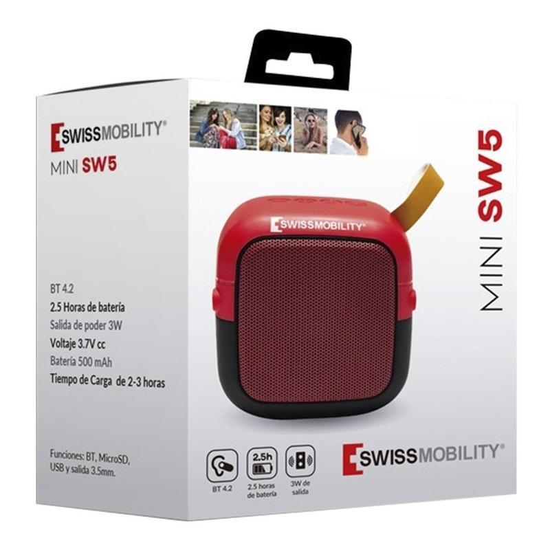 Bocina Bluetooth portátil Swissmobility MSW-5RD roja