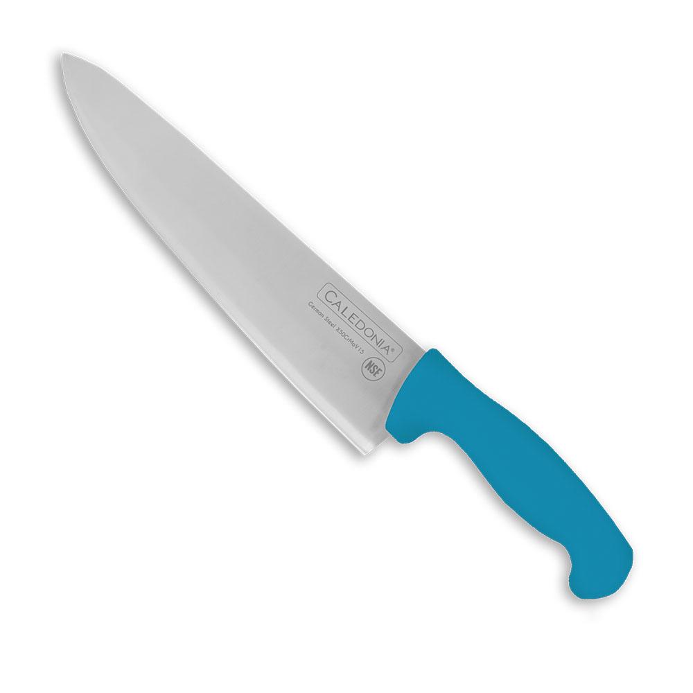 Cuchillo Chef de10" Acero de alta gama, mango ergonómico, azul