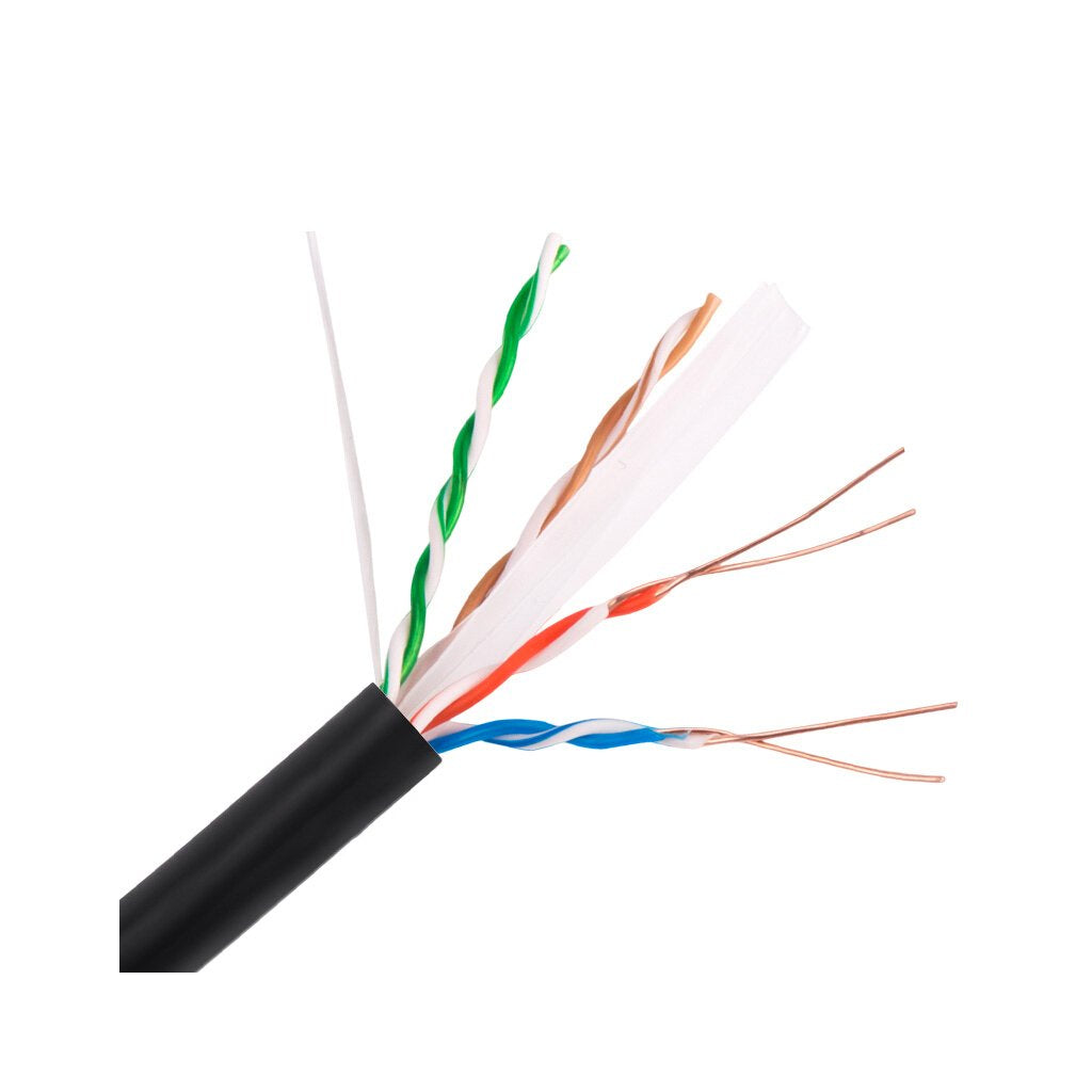 Bobina de Cable UTP / Cat 5e / 24 AWG / 305 mts / Uso Exterior / 100% Cobre, Color Negro