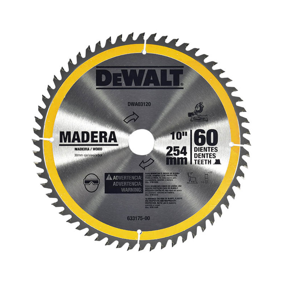 Disco De Sierra Circular Para Madera 10'' 60 T Dewalt