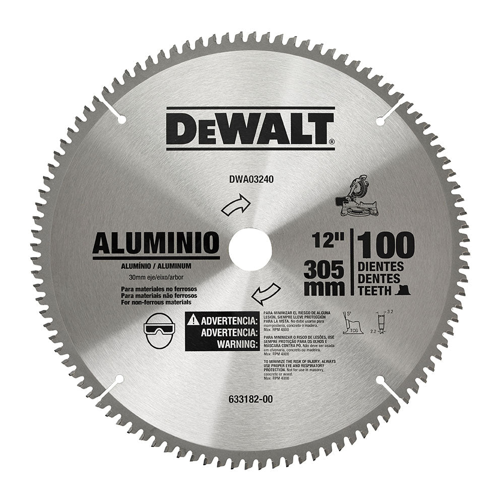Disco De Sierra Circular 12'' Para Aluminio 100 T Dewalt