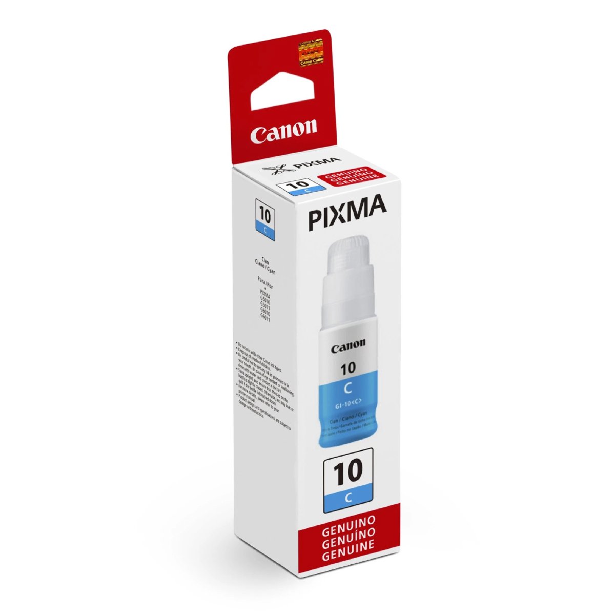 Botella de tinta Canon con 170 ml GI-10 (Cyan), compatible con PIXMA G5010, G5011, G6010, G6011, GM2010, GM2011.