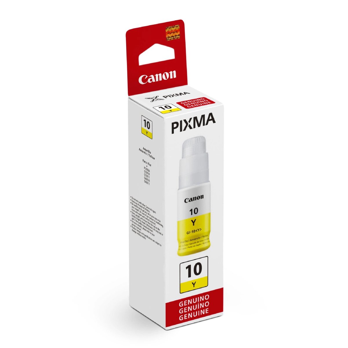 Botella de tinta Canon con 170 ml GI-10 (Amarillo), compatible con PIXMA G5010, G5011, G6010, G6011, GM2010, GM2011.