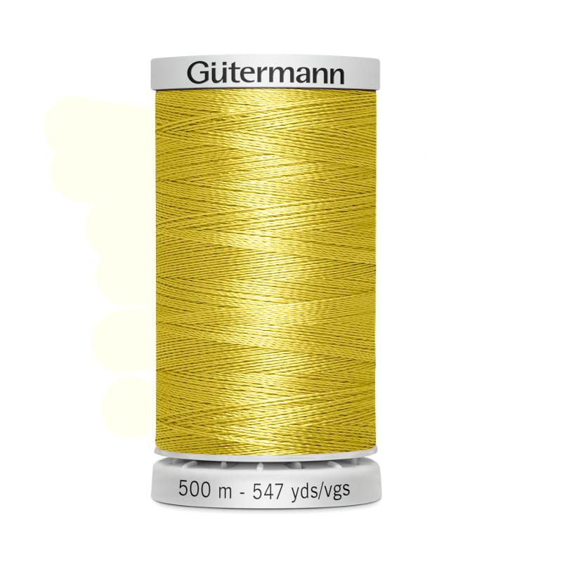 Hilo Gutermann Trilobal, para Bordar a Máquina, Color Amarillo, de 500 mts. Caja con 5 carretes, mismo color