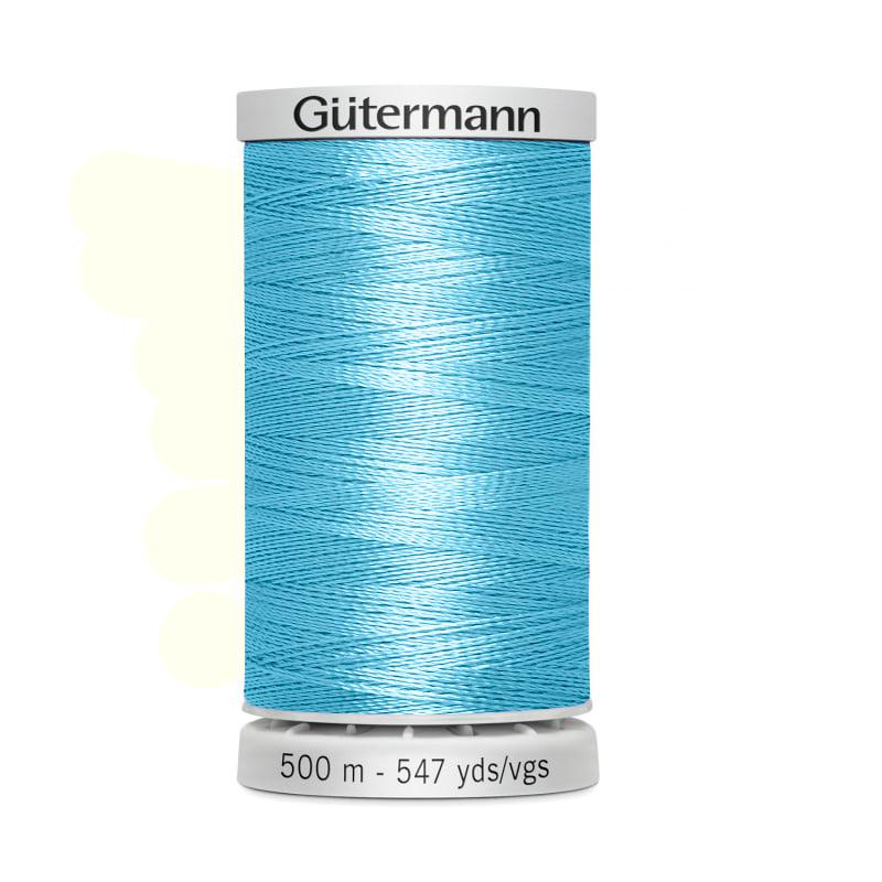 Hilo Gutermann Trilobal, para Bordar a Máquina, Color Azul Cielo, de 500 mts. Caja con 5 carretes, mismo color