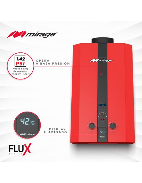 Calentador De Agua Mirage Mbf10bb Flux 10l Gas Lp Rojo
